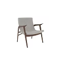 Modern Accent Leisure Chair With Wooden Frame And Gray Fabric Upholstered Seat