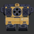 Stark Yellow Blue Tracked Combat Weapon With Multiple Barrels And Mechanical Cannon 3d model