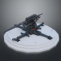 Black Cannon Like Mechanical Structure On White Stepped Display Platform With Metal Base 3d model