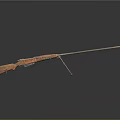 Vintage Rifle With Wooden Stock Metal Barrel And Tripod Stand Design
