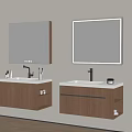 Double Wooden Wall Mounted Bathroom Vanity with Countertop Faucet and Lighted Mirror