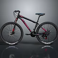 Black and Pink Mountain Bike With Wide Tires Disc Brakes And Stylish Frame