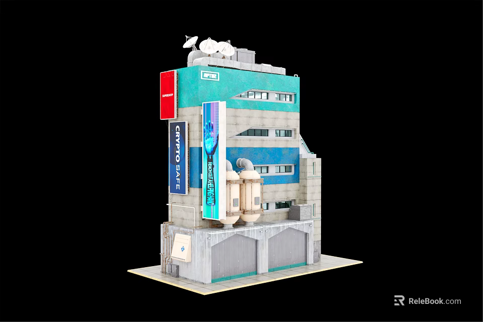 Future Architecture Modern Design With Blue Green Facade And Multi story Innovative Structure 3d model 
