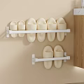 White Wall Mounted Shoe Rack With Beige Slippers In Modern Home
