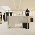 Modern Clothing Store Interior With Minimalist Design White Beige Walls Display Racks And Black Mannequin