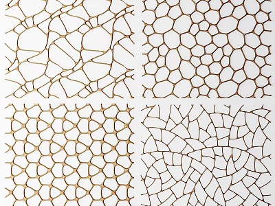 Four Varied Geometric Texture Patterns With Intricate Brown Line Designs 3d model