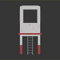 Small White Tower Model With Red Pillars Base Windows And Ladder