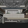 Modern Front Desk Reception Lobby With Large Windows Glass Partitions And Wooden Elements