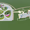 Park Landscape Design Featuring Geometric Green Spaces Pathways And Open Areas 3d model
