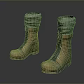 Brown Leather Boots With Laces And Gray Knitted Cuffs For Everyday Wear