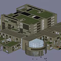 Modern Multi Storey Office Building With Green Roofs And Glass Curtain Walls