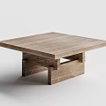 Wooden Walnut Tea Table With Minimalist Design And Sturdy Cross Base Structure 3d model
