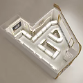 Modern Jewelry Store Interior With Golden Decor Glass Facade And Display Counters