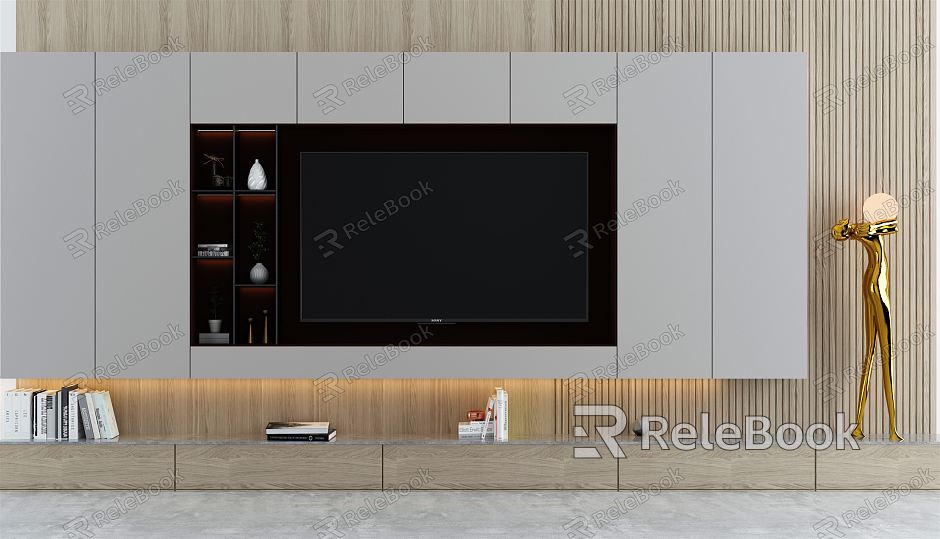 Modern TV background cabinet TV background wall model