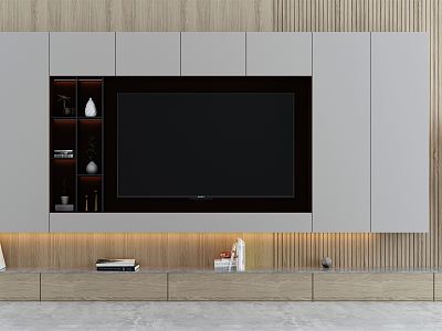 Modern TV background cabinet TV background wall model