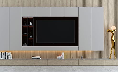 Modern TV background cabinet TV background wall 3d model