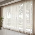 Sheer White Curtains For Large Window In Modern Room With Natural Light And Potted Plant