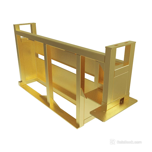 Golden Metal Frame Structure With Rectangular Design And Support Bars 3d model