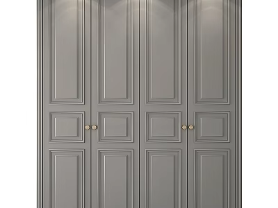 Gray Dresser With Symmetrical Line Details Multiple Doors And Golden Handles For Home Decor 3d model