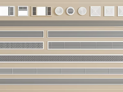 Different Modern Air Conditioner Vents With Stylish Grille And Panel Designs 3d model