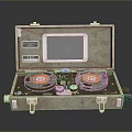Vintage Computer Data Storage Equipment With Tape Reels Portable Case And Small Screen