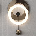 Modern Style Wall Lamps With Circular Illuminated Rings And Metal Bases On Tile Wall