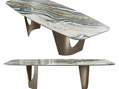 Modern Dining Table With Marble Top And Unique Geometric Metal Legs 3d model