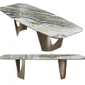 Modern Dining Table With Marble Top And Unique Geometric Metal Legs 3d model