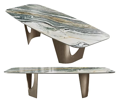 Modern Dining Table With Marble Top And Unique Geometric Metal Legs 3d model