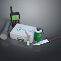 First Aid Emergency Kit With Walkie Talkie Flashlight Green Canteen Knife And Keys
