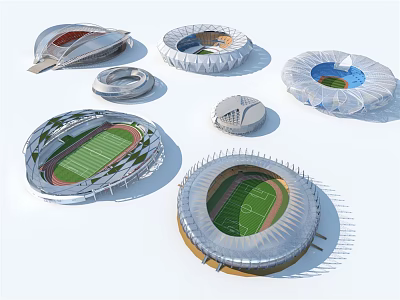 Various Modern Stadium Architectural Models Featuring Different Sports Venue Designs And Structures 3d model