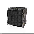 Gray Cubic Equipment With Multiple Drawer Modules And Orange Accent Strips