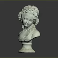 Classical Marble Bust Sculpture With Curly Hair And Decorative Base