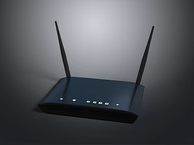 Wireless Router With Dual Antennas And Indicator Lights For Home Office Network 3d model