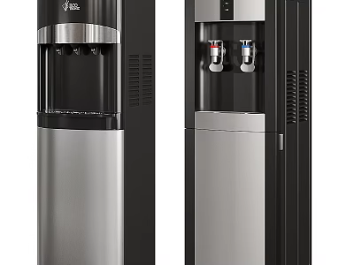 Standing Home Office Water Dispenser With Stainless Steel Black Silver Design And Dual Spouts 3d model