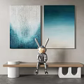 Modern Abstract Paintings With Blue Gray Gradient Tones For Interior Wall Decor 3d model