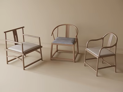 Modern Single Chair Design With Wooden Frame And Comfortable Fabric Cushion 3d model