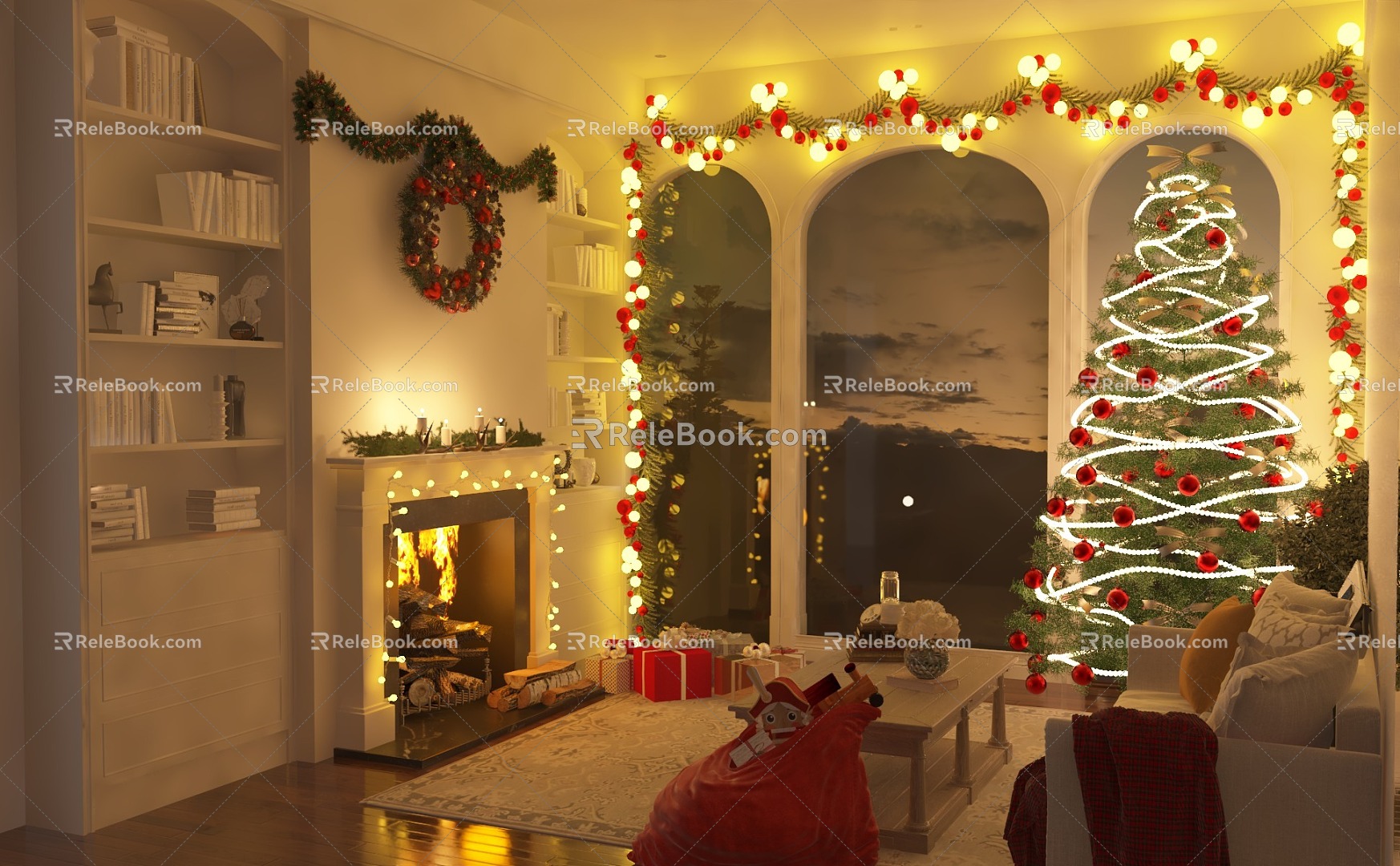 Christmas atmosphere living room decoration 3d model