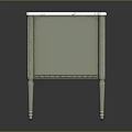 Light Green Nightstand With Two Drawers Round Metal Knobs White Top And Slender Legs