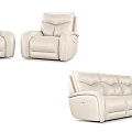 Modern Beige Leather Sofa Set With Three Seater Sofa And Single Chair 3d model