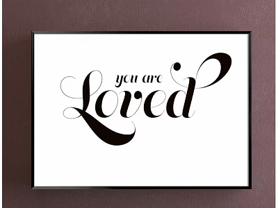 Black Framed White Background Wall Art With Handwritten You Are Loved Text 3d model