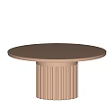 Modern Round Dining Table In Light Brown With Fluted Pedestal Base 3d model
