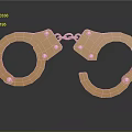 Detailed Golden Handcuffs With Metallic Shiny Finish On Reflective Surface