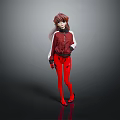 Game And Movie Character In Red And White Jacket With Red Tights And Brown Hair