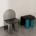 Modern Stools With Cylindrical Legs Black Tops Green Plant And Floor Lamp