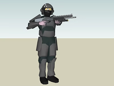 Game Movie Character In Tactical Combat Armor With Helmet And Rifle 3d model