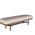 Modern Sofa Bench With Wooden Frame And Beige Fabric Cushion Design