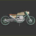 Vintage Light Green Motorcycle With Orange Seat And Metallic Body Design