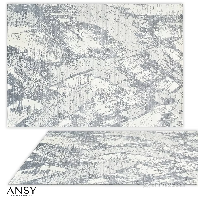 Square Rug With Abstract Gray And White Textured Pattern For Home Decor 3d model 