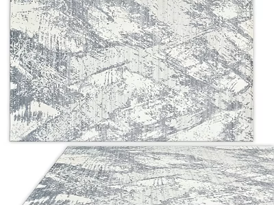 Square Rug With Abstract Gray And White Textured Pattern For Home Decor 3d model